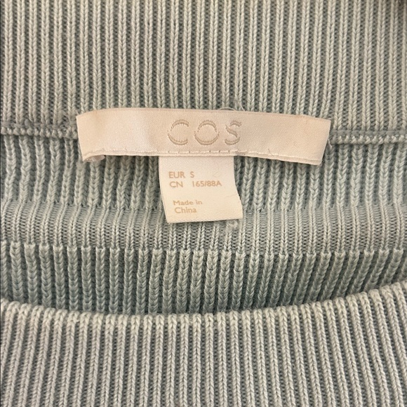 COS Textured Short Sleeve Top in Soft Blue - Picture 2 of 7